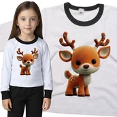 Piżamy dla dziewczynek - Piżama dziecięca Słodki Mały Jelonek Jeleń Zima Śnieg Święta 98/104 - VoloDonum - miniaturka - grafika 1