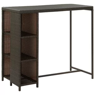 vidaXL vidaXL Stolik barowy z półką, brązowy, 120x60x110 cm, polirattan - Ławy i stoliki kawowe - miniaturka - grafika 1