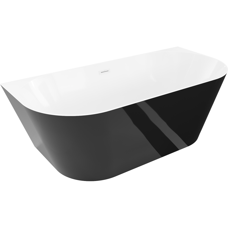 Mexen Oval Slim wanna wolnostojąca przyścienna 170 x 80 cm, biała/czarna, przelew biały - 52661708075-20