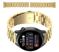 Akcesoria do smartwatchy - Bizon Pasek ze stali nierdzewnej Strap Watch Aura 18 mm do smartwatcha, złoty - miniaturka - grafika 1