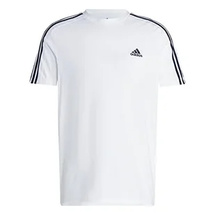 adidas, Essentials Single Jersey 3-Stripes, T-shirt, biało-czarny, S, męski - Moda i Uroda OUTLET - miniaturka - grafika 1