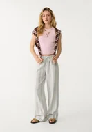 Spodnie damskie - Stradivarius Luźne spodnie z mieszanki lnu w paski Czarny S - miniaturka - grafika 1