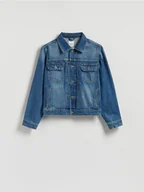 Dresy męskie - Reserved - Jeansowa kurtka z efektem sprania - granatowy - miniaturka - grafika 1