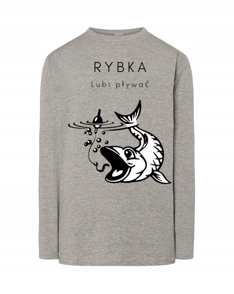 Longsleeve męski nadruk RYBKA LUBI PŁYWAĆ r.5XL