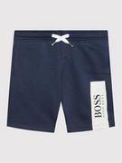 Spodnie i spodenki dla dziewczynek - BOSS Szorty sportowe J24744 S Granatowy Regular Fit - miniaturka - grafika 1