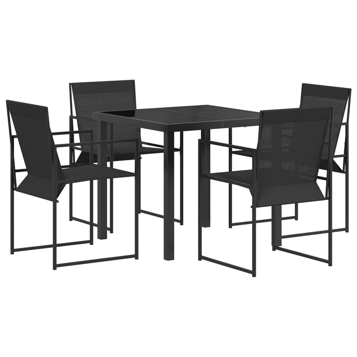vidaXL Zestaw do jadalni w ogrodzie 5 pcs Czarny Tekstylna i stalowa