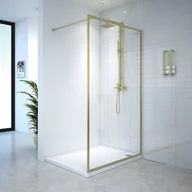Ścianki i drzwi prysznicowe - Ścianka prysznicowa do kabiny walk-in - 120 x 200 cm - Złoty - Szkło hartowane - AMBERI - miniaturka - grafika 1