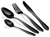 Zestawy sztućców - 24 elementowy zestaw czarnych sztućców A5-L82 - miniaturka - grafika 1