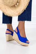 Sandały damskie - Chabrowe sandały espadryle na koturnie Casu ER23X9-BL - miniaturka - grafika 1