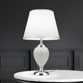 Lampy stojące - ORION Lampa stołowa Ovum, biały/chrom, wysokość 48 cm, ceramika/chintz - miniaturka - grafika 1