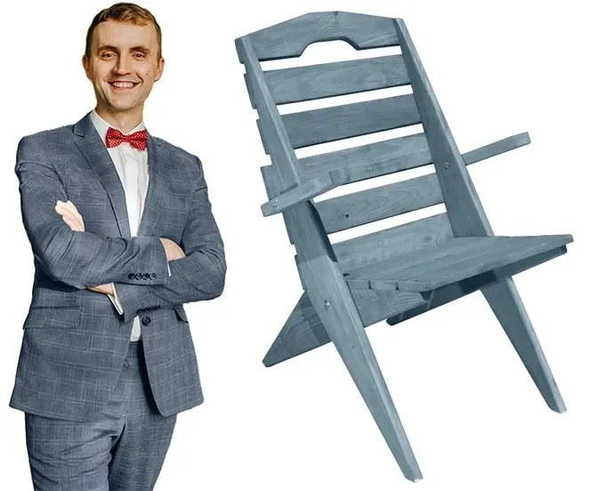 Krzesło ogrodowe drewniane składane DYDUCH szare Taras Ogród Premium