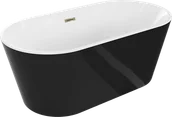 Wanny - Mexen Luna wanna wolnostojąca 150 x 75 cm, biała/czarna, przelew złoty - 52031507575-50 - miniaturka - grafika 1