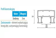 Akcesoria do armatury i ceramiki - Profil WC 05 konstrukcyjny (gr. płyty 18 mm ) -3m aluminium anoda - miniaturka - grafika 1