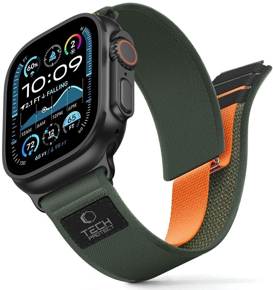 Tech-Protect TECH-PROTECT NYLON ELITE APPLE WATCH 8 / 9 / 10 / 11 / SE / ULTRA 44 / 45 / 46 / 49 MM GREEN/ORANGE