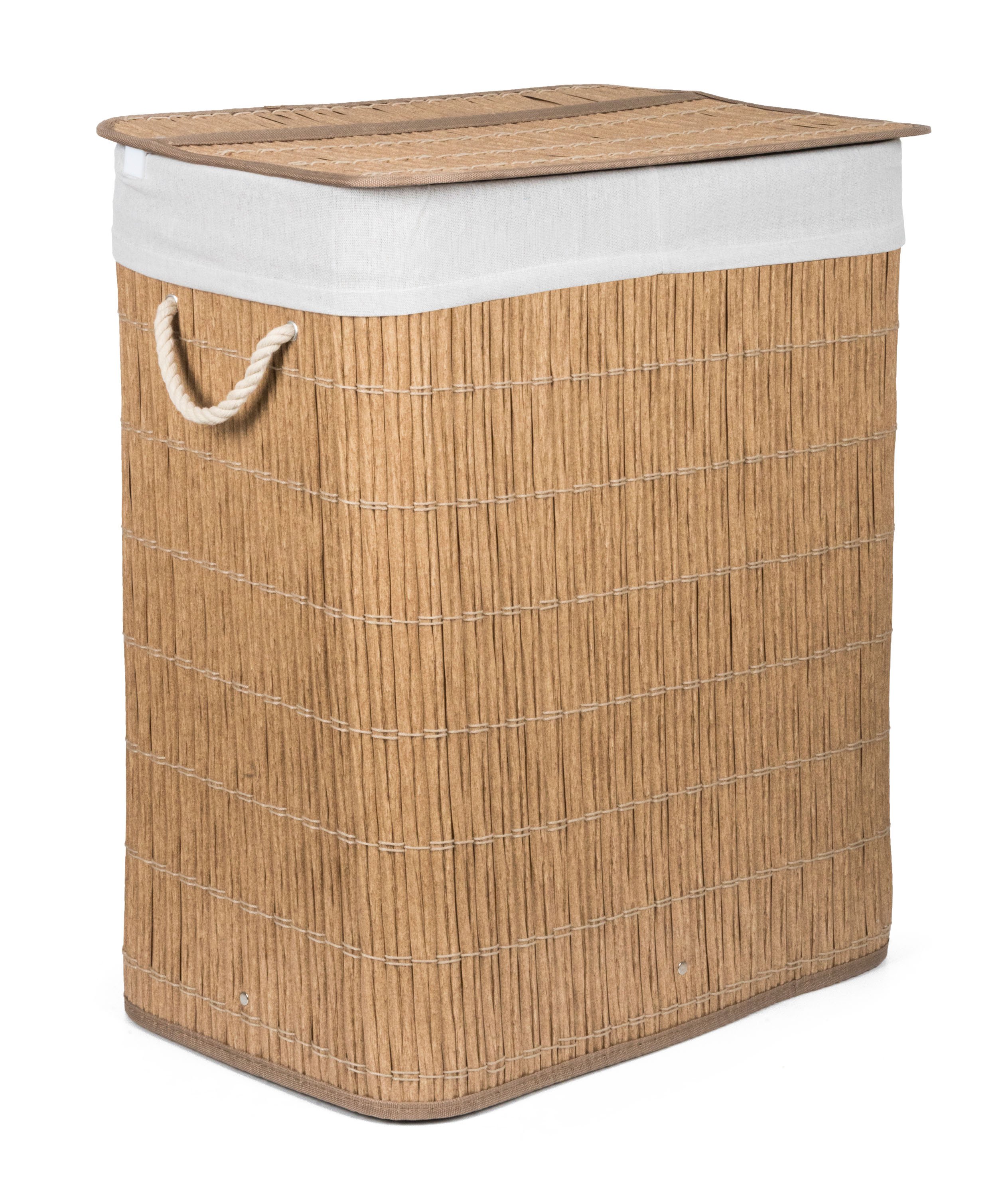 G21 105 l kosz na pranie z przegrodą, rattanowy design z białym koszem