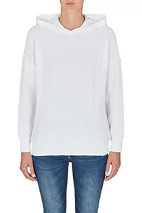 Armani Exchange Damska bluza z kapturem, z dzianiny z przodu, Optic. White, S, Optic. biały, S - Bluzy damskie - miniaturka - grafika 1