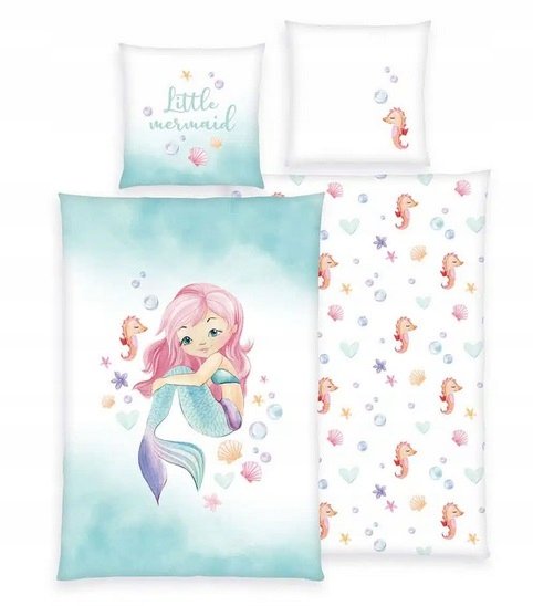 Pościel dziecięca 140x200 Mała Syrenka Bawełniana poszewka Komplet Pościeli