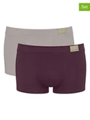 Majtki męskie - Sloggi Bokserki (2 pary) "Go Natural" w kolorze szarobrązowo-bordowym - miniaturka - grafika 1