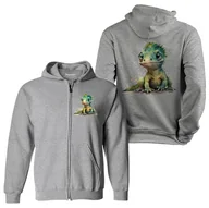 Bluzy dla dziewczynek - Bluza dziecięca rozpinana z kapturem gekon dzieciak 140 5made - miniaturka - grafika 1