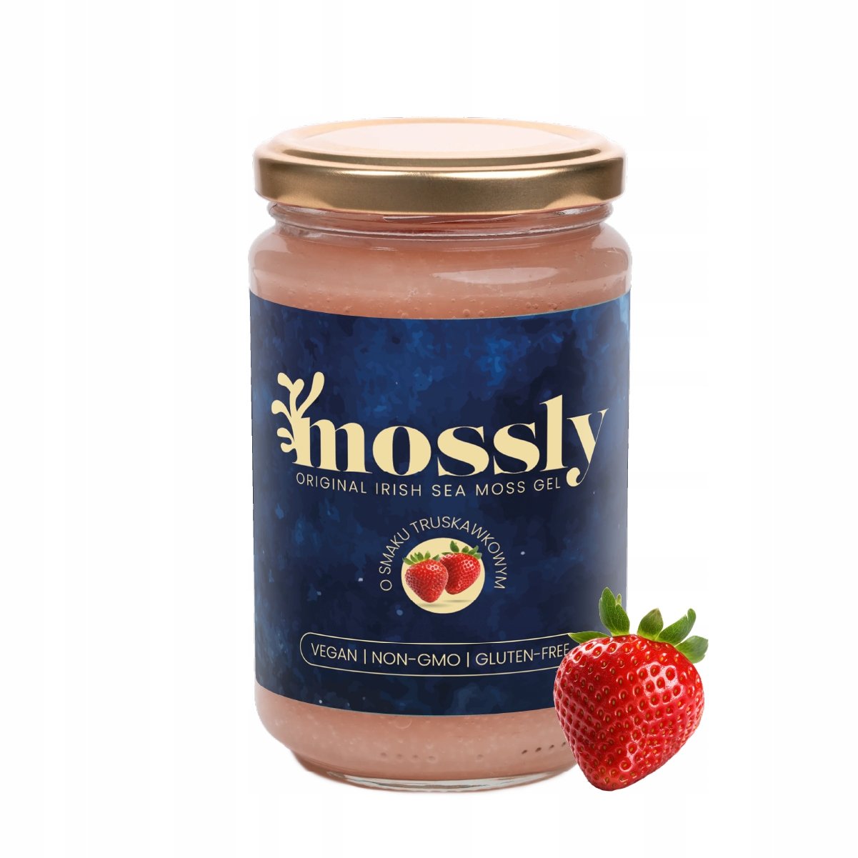 Mossly Irish Sea Moss Gel mech morski w żelu smak Truskawka, słoik 314g