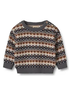 Wheat Sweter "Elias" w kolorze szaro-jasnobrązowo-beżowym - Bluzy i sweterki niemowlęce - miniaturka - grafika 1