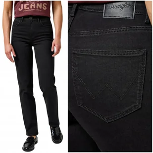 Wrangler STRAIGHT Drainpipe czarne proste damskie spodnie jeansowe W31 L34 - Spodnie damskie - miniaturka - grafika 1
