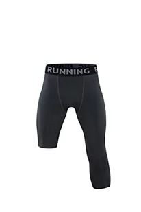 EULLA Legginsy sportowe męskie pojedyncze nogi elastyczne spodnie oddychające szybkie suszenie mężczyzn do koszykówki do biegania sportowe, Szary Kwiat, L - Legginsy - miniaturka - grafika 1