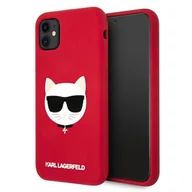 Etui i futerały do telefonów - Karl Lagerfeld Choupette Head Silicone - Etui iPhone 11 czerwony - miniaturka - grafika 1