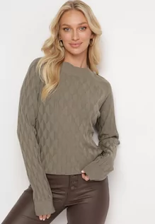Swetry damskie - Ciemnobeżowy Klasyczny Sweter z Golfem Nordda - grafika 1
