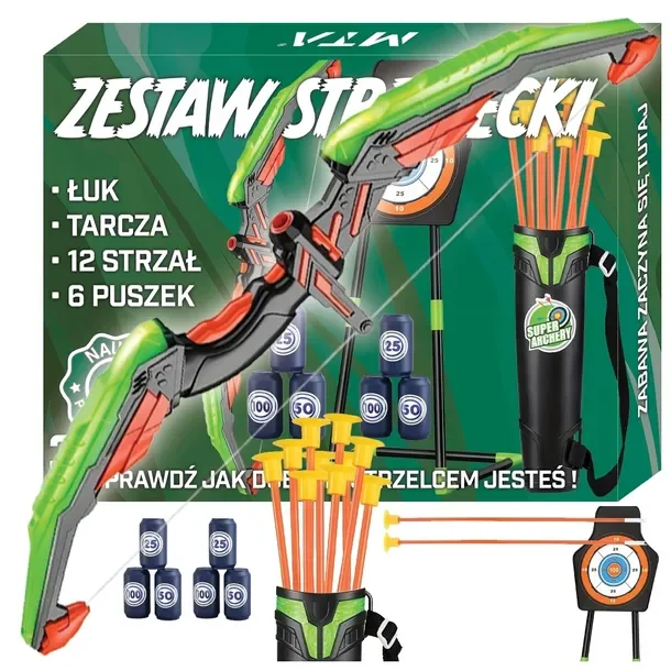 Duży Łuk Świecący Led Zestaw 12 Strzał Strzelecki Strzały Tarcza Kołczan