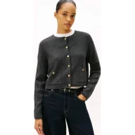 Swetry damskie - Tommy Hilfiger Wełniany kardigan | Regular Fit - miniaturka - grafika 1