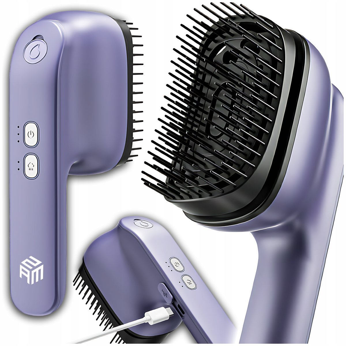 MASAŻER DO SKÓRY GŁOWY GRZEBIEŃ WIBRACYJNY Z NEBULIZACJĄ OLEJKÓW FIOLETOWY