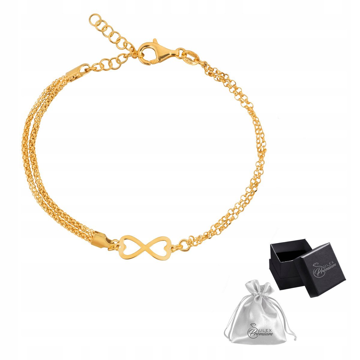 Bransoletka srebrna pr. 925 NIESKOŃCZONOŚĆ Elegancka Złota Dla Niej Prezent