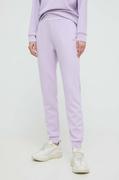 Spodnie damskie - Armani Exchange spodnie dresowe kolor fioletowy gładkie - miniaturka - grafika 1