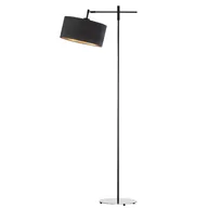 Lampy stojące - Czarno złota lampa podłogowa z welurowym abażurem MELTON VELUR - miniaturka - grafika 1