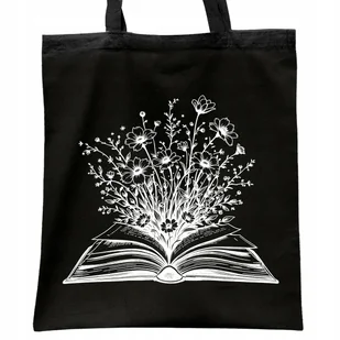 Torba bawełniana czarna na zakupy Książka Kwiaty Dla Fanów Książek - Torby i wózki na zakupy Torba bawełniana czarna na zakupy Książka Kwiaty Dla Fanów Książek - Torby i wózki na zakupy - miniaturka - grafika 1