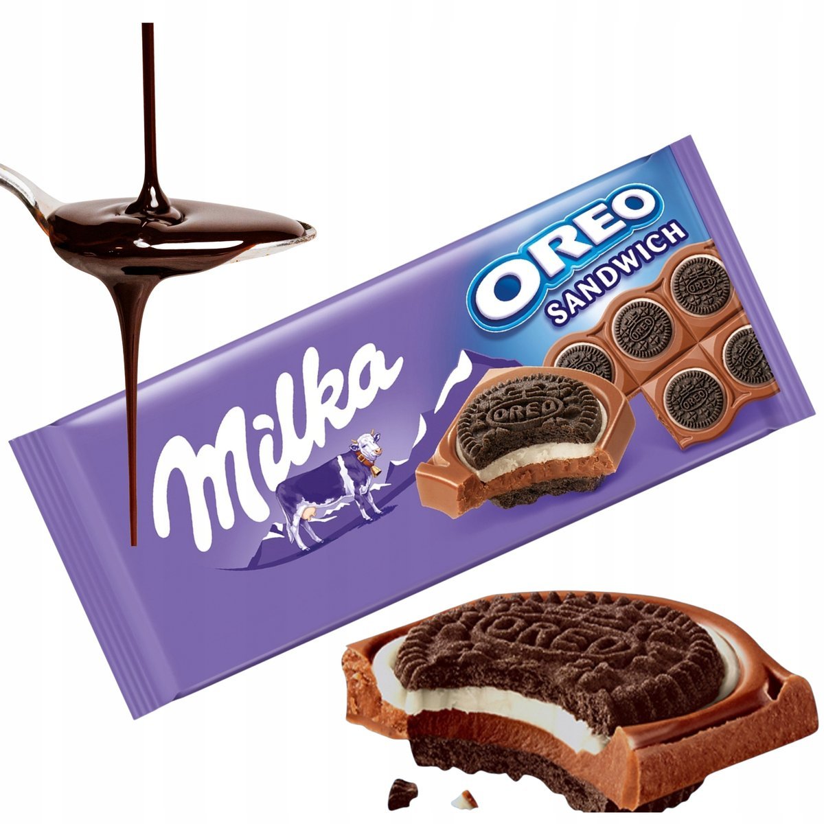 Czekolada Mleczna Milka Oreo z Ciasteczkami Oreo Pyszna Tabliczka 100G
