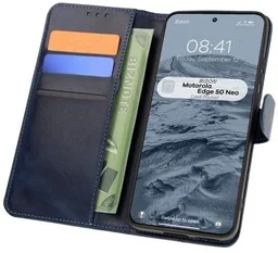 Bizon Etui z klapką Case Pocket do Motorola Edge 50 Neo, granatowe - Etui i futerały do telefonów - miniaturka - grafika 1