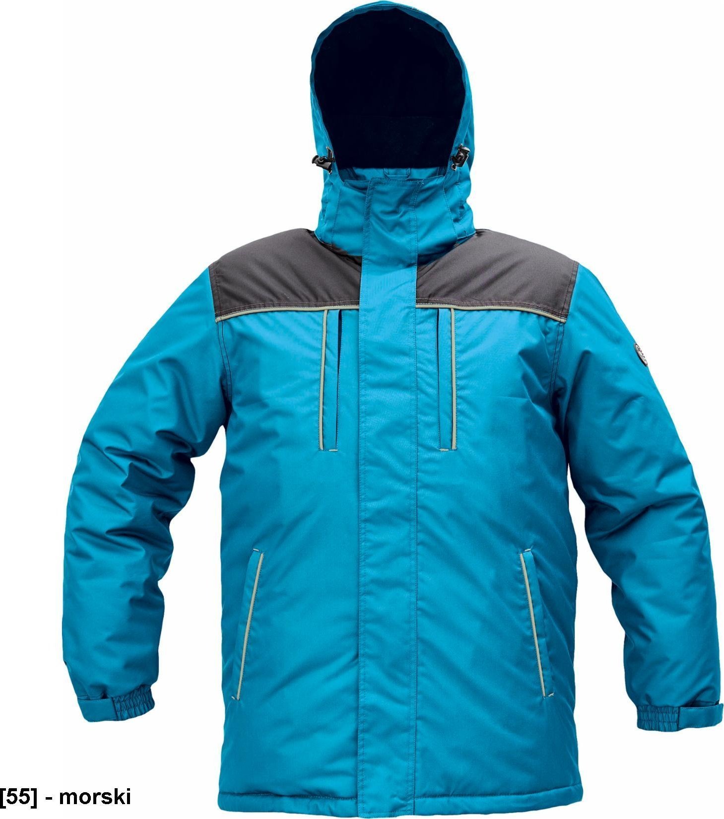CERVA CREMORNE parka - męska zimowa parka, stały kaptur, przedłużony tył, 100% poliester - morski S