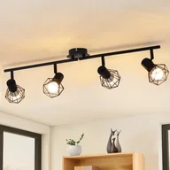 Lampy sufitowe - ZMH 4 Retro czarne reflektory sufitowe w stylu industrialnym 350°, obrotowe, metalowe, E14, odpowiednie do salonu, pokoju dziecięcego i kuchni - miniaturka - grafika 1