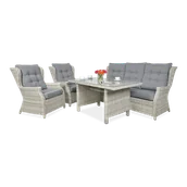 Meble ogrodowe - Meble technorattanowe TRIVENTO DINING 3 White Grey - miniaturka - grafika 1