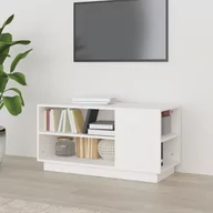 Szafki RTV - Szafka pod telewizor, biała, 80x35x40,5 cm, lite drewno sosnowe - miniaturka - grafika 1