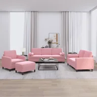 Komplety wypoczynkowe - 4-cz. komplet wypoczynkowy z poduszkami, różowy, aksamit - miniaturka - grafika 1