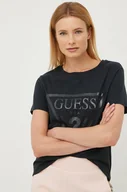 Koszulki sportowe damskie - Guess t-shirt bawełniany kolor czarny - miniaturka - grafika 1