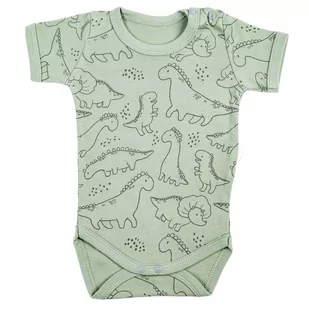 Body z krótkim rękawem dinozaury zielone - Body dla niemowląt - miniaturka - grafika 1