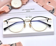 Okulary korekcyjne, oprawki, szkła - Okulary zerówki damskie z antyrefleksem SCH-543 czarny/złoty - miniaturka - grafika 1