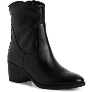 Botki damskie czarne Marco Tozzi 25360 skórzane na obcasie ocieplane-39 - Botki damskie - miniaturka - grafika 1