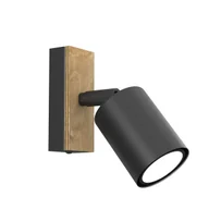 Lampy ścienne - Czarny kinkiet z drewnianym zdobieniem LX 1646 z serii TULON - miniaturka - grafika 1