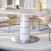 Stoły - Rozkładany stół jadalniany – 4-6-osobowy – MDF i metal nierdzewny – kolor biały lakierowany – CUSCO - miniaturka - grafika 1