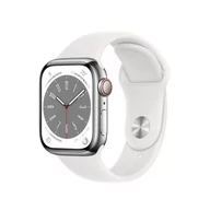 Smartwatch - Apple Watch Series 8 GPS + Cellular 45mm Silver Stainless Steel Case with White Sport Band - Regular - miniaturka - grafika 1